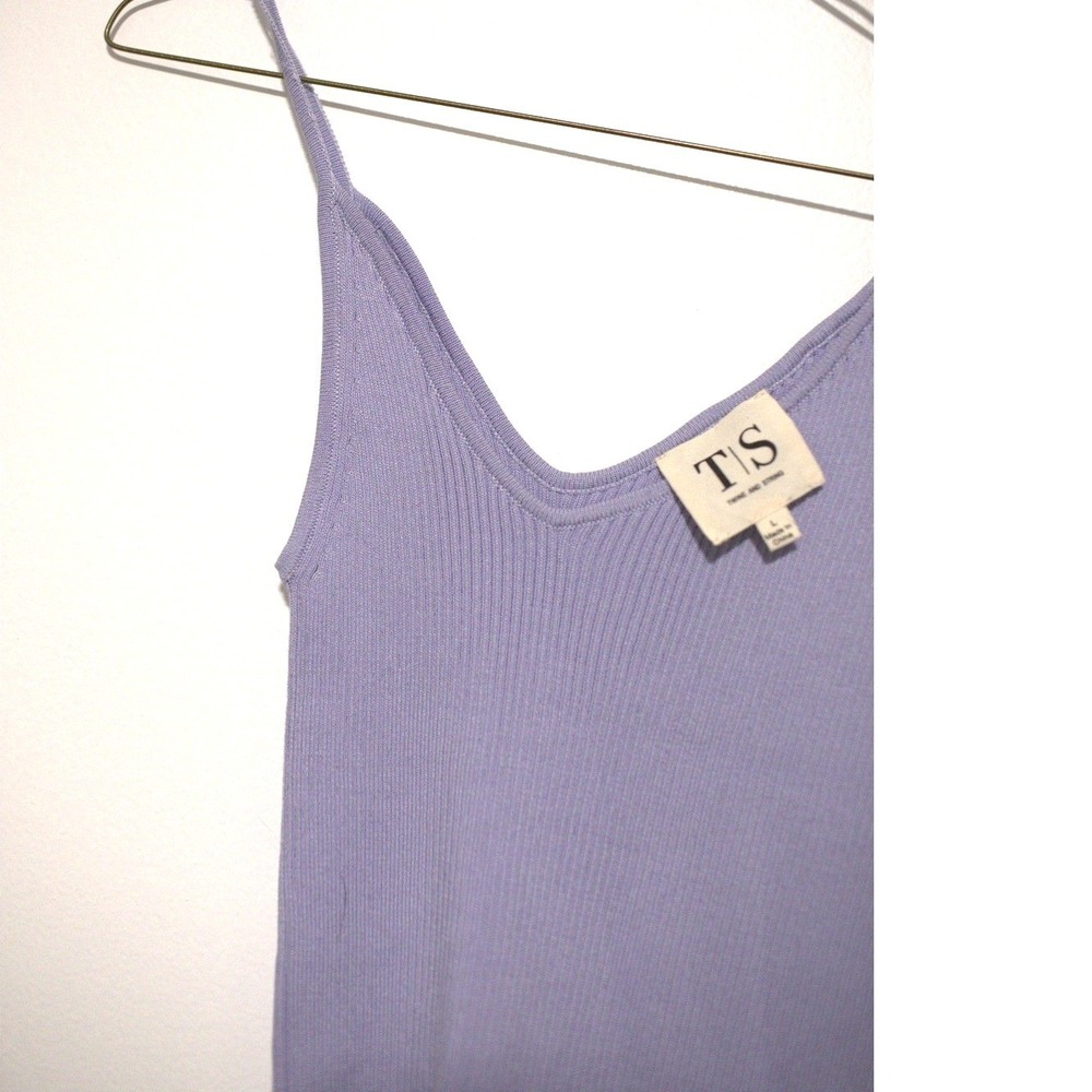 Twine and String Lavender Purple Asymmetrical One Shoulder Ribbed Knit Top L - Picture 3 of 6